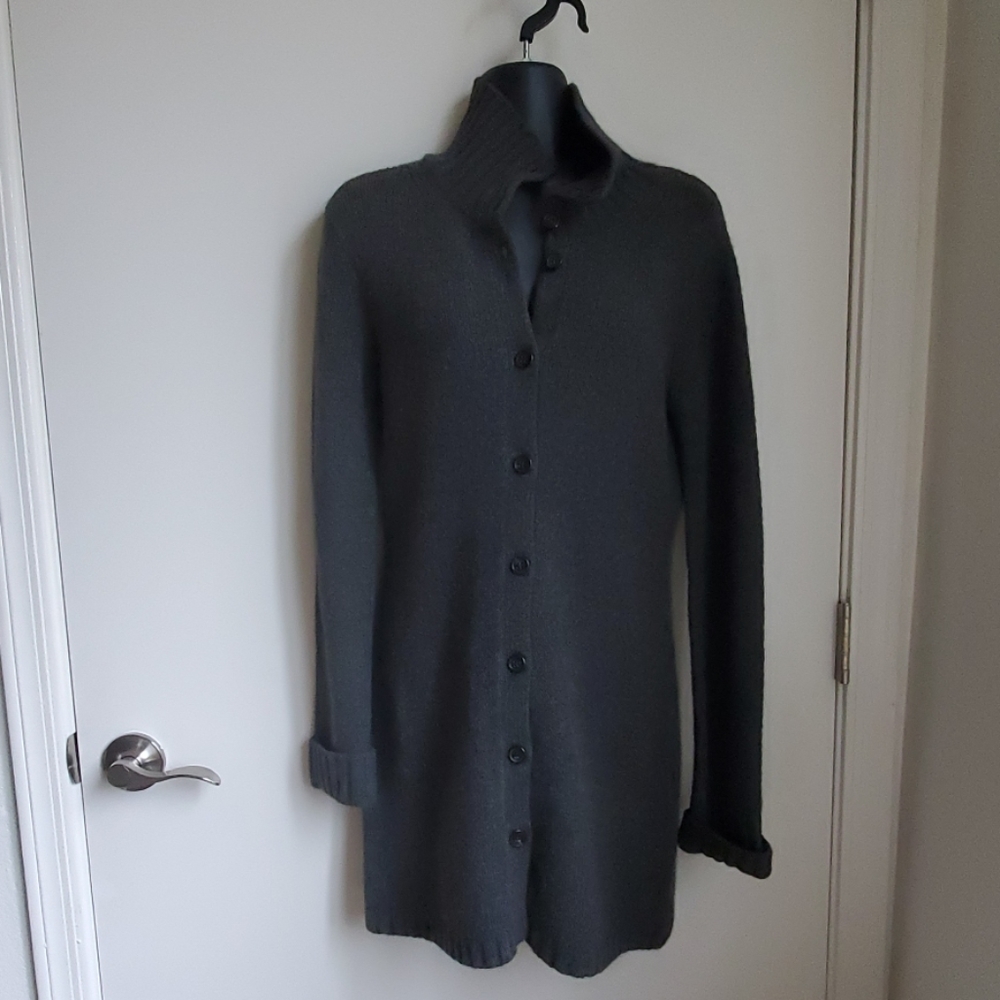 J. Crew Gray Wool Long Car Coat Style Sweater XS,